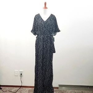 CeCe jumpsuit black with flower detail size 16W NWT